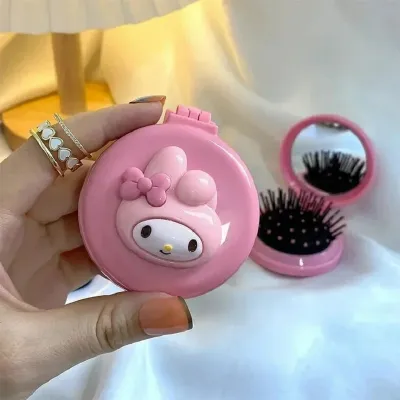 Makeup Mirror And Portable Travel Hair Brush  